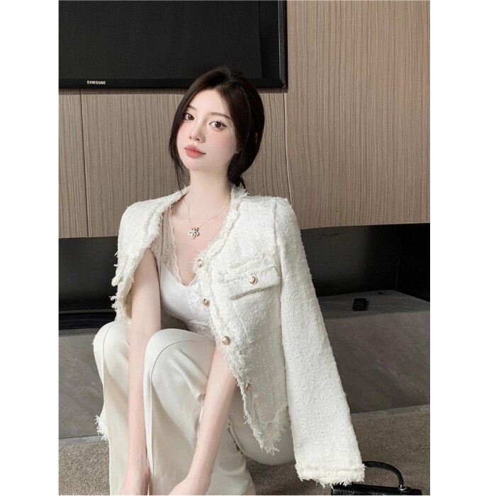 Luxury Brand Designer Clothing Jacket Style Tweed Jacket Autumn Winter 2025 New Elegant Fringe Unique Short Street Style Long Sleeve Women's Top