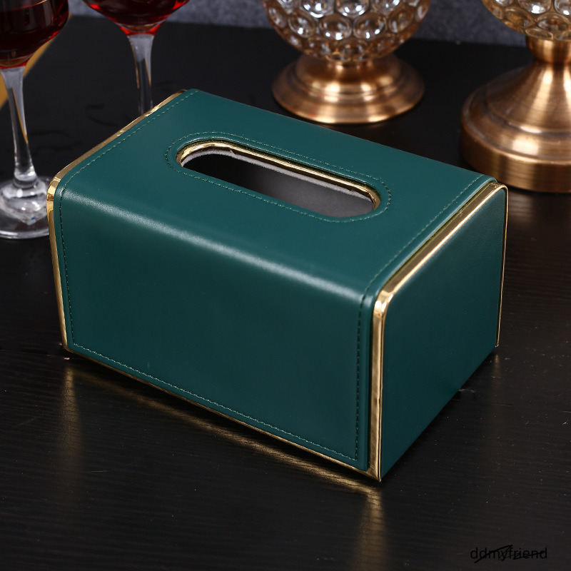 Style Orange Leather Multi-Function Desktop Tissue Storage Box