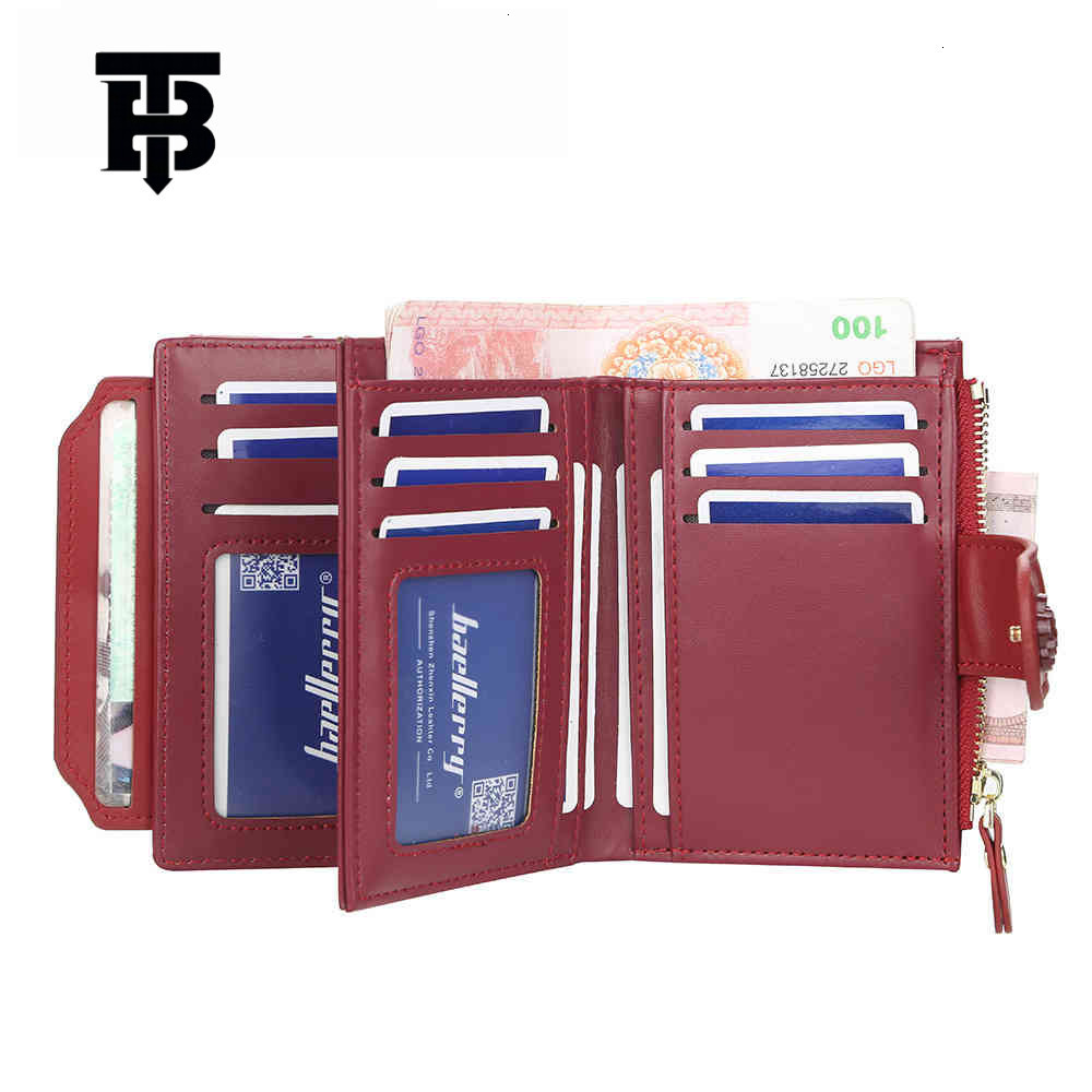 TB BHULAMTE Free Shipping New Designer Women's Bag 2025 Women's Short Wallet Embroidery Buckle Multi Card Slot Wallet Zipper Fashion Ticket 