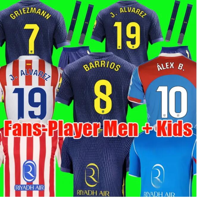 Atleticos soccer jerseys MaDrid GRIEZMANN 25 26 LLORENTE KOKE ALEX BAENA ALMADA ATM football shirt kids kit sets uniforms ALVAREZ 2025 2026 GALLAGHER shirts