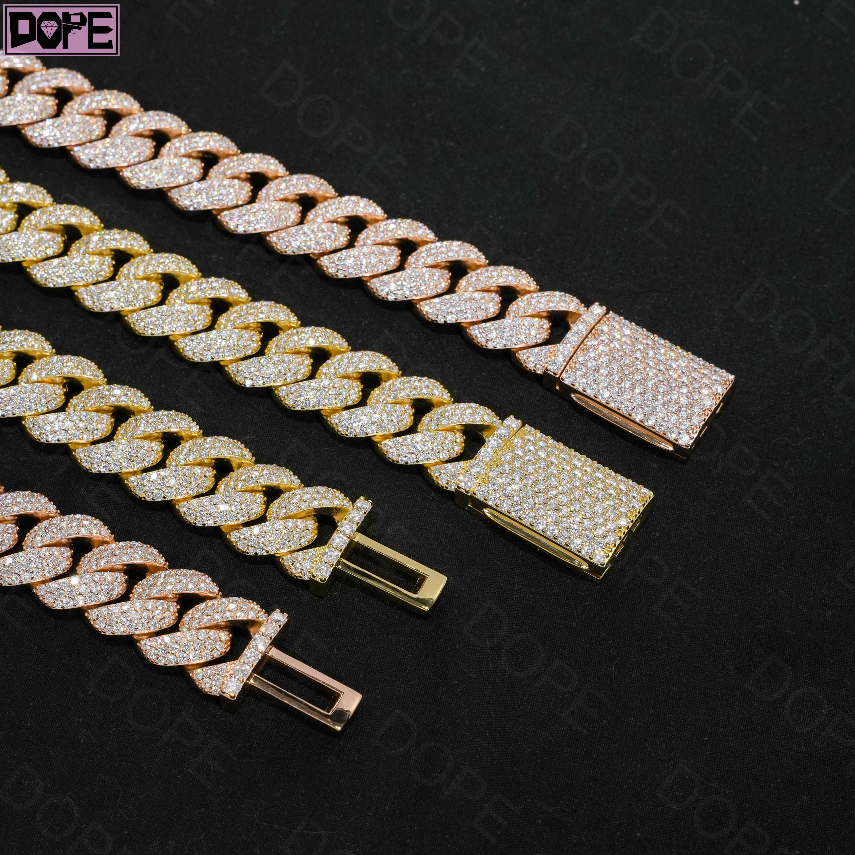 Heavy 16mm 18mm Cuban Link Chain Iced Out Miami 925 Silver D Grade VVS Moissanite Cuban Chain