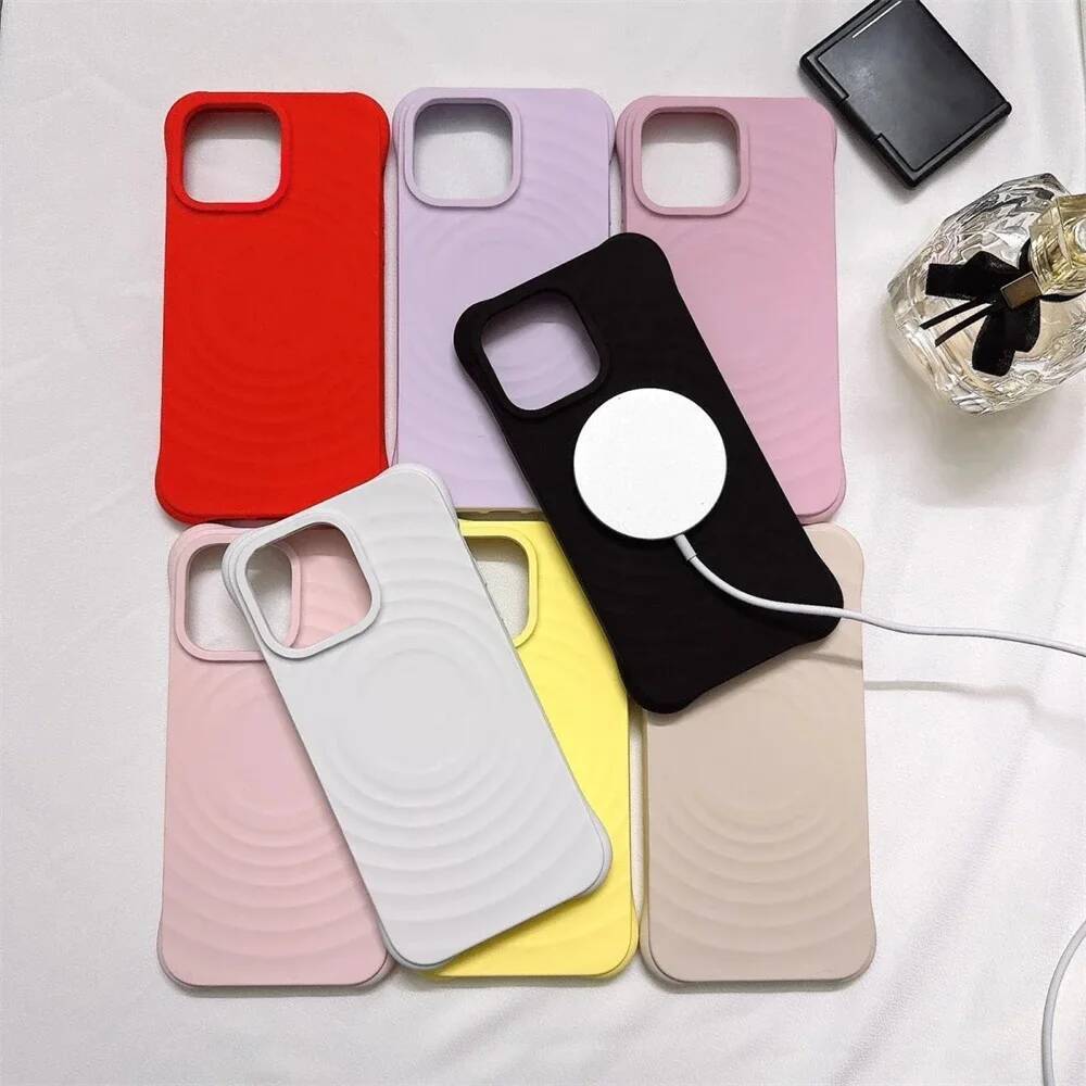 Ripple Silicone Engraved Letters MagSafe Phone 15 14 13 12 Pro Max Magnetic Case for iPhone 16 Plus Cover