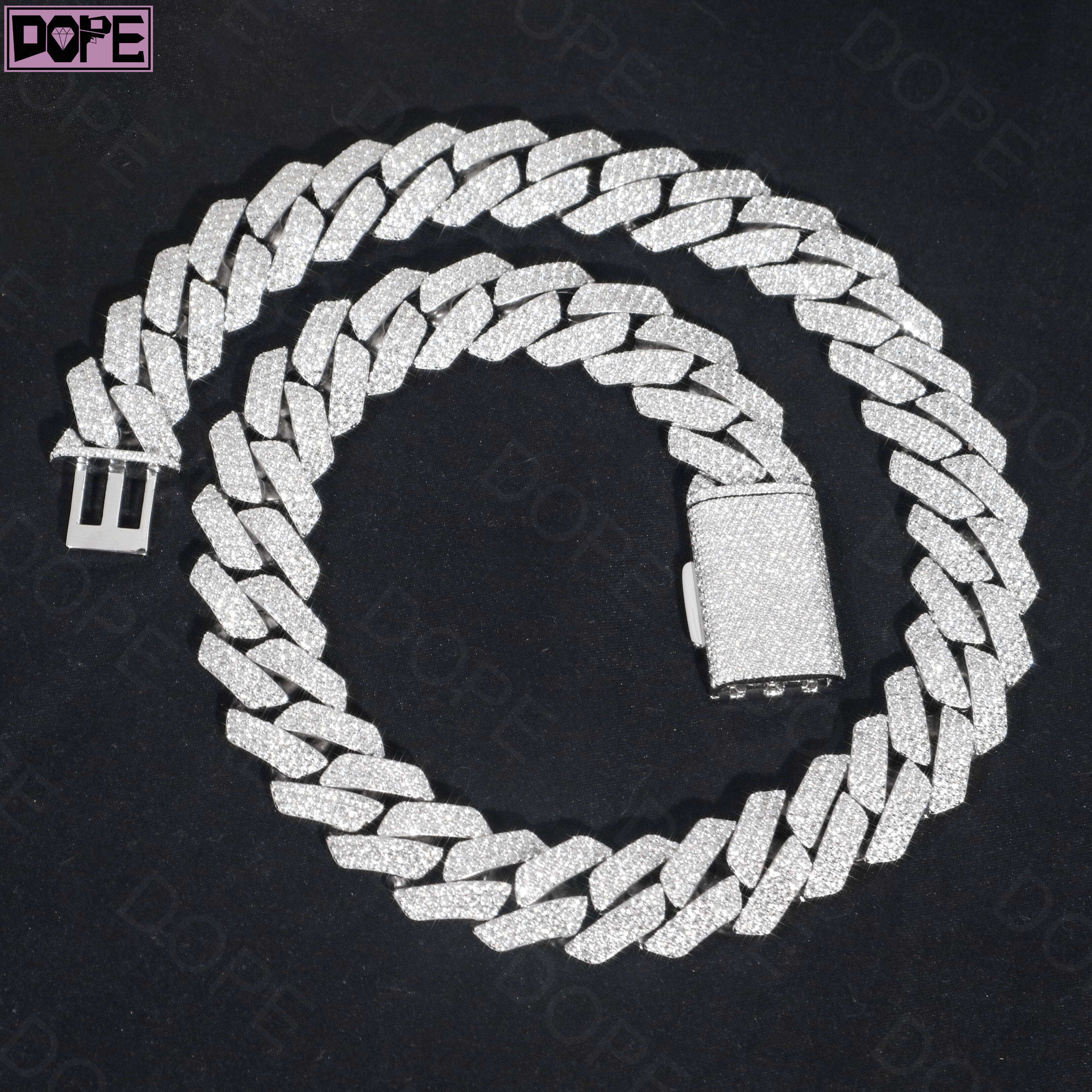20MM Cuban Link Chain Heavy Hiphop Iced Out 925 Silver Thick Men Necklace VVS Moissanite Cuban Chain