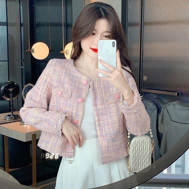 Luxury Brand Designer Clothing Jacket Short Korean Style Women's Top Spring Autumn New Long Sleeve Socialite French Slim Coat