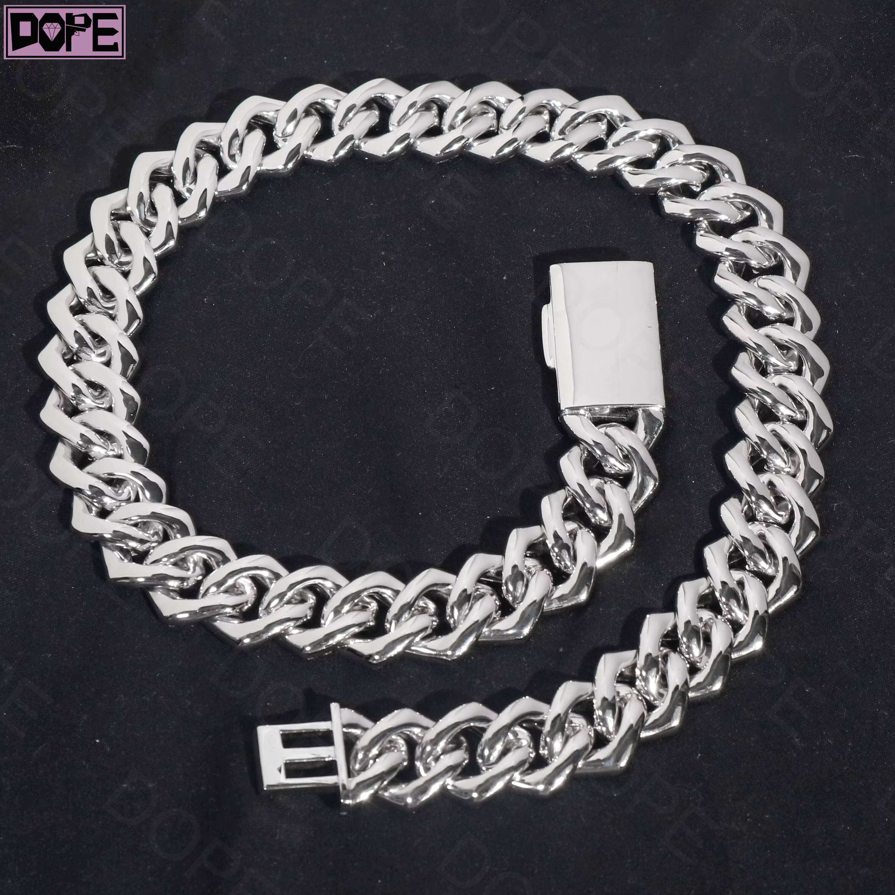 20MM Cuban Link Chain Heavy Hiphop Iced Out 925 Silver Thick Men Necklace VVS Moissanite Cuban Chain