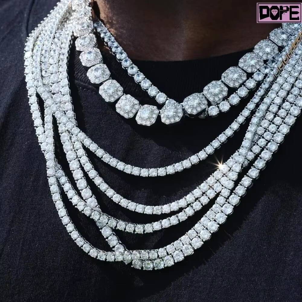 2mm 3mm Tennis Chain Necklace 925 Sterling Silver Hip Hop VVS Iced Out Jewelry Moissanite Tennis Chain