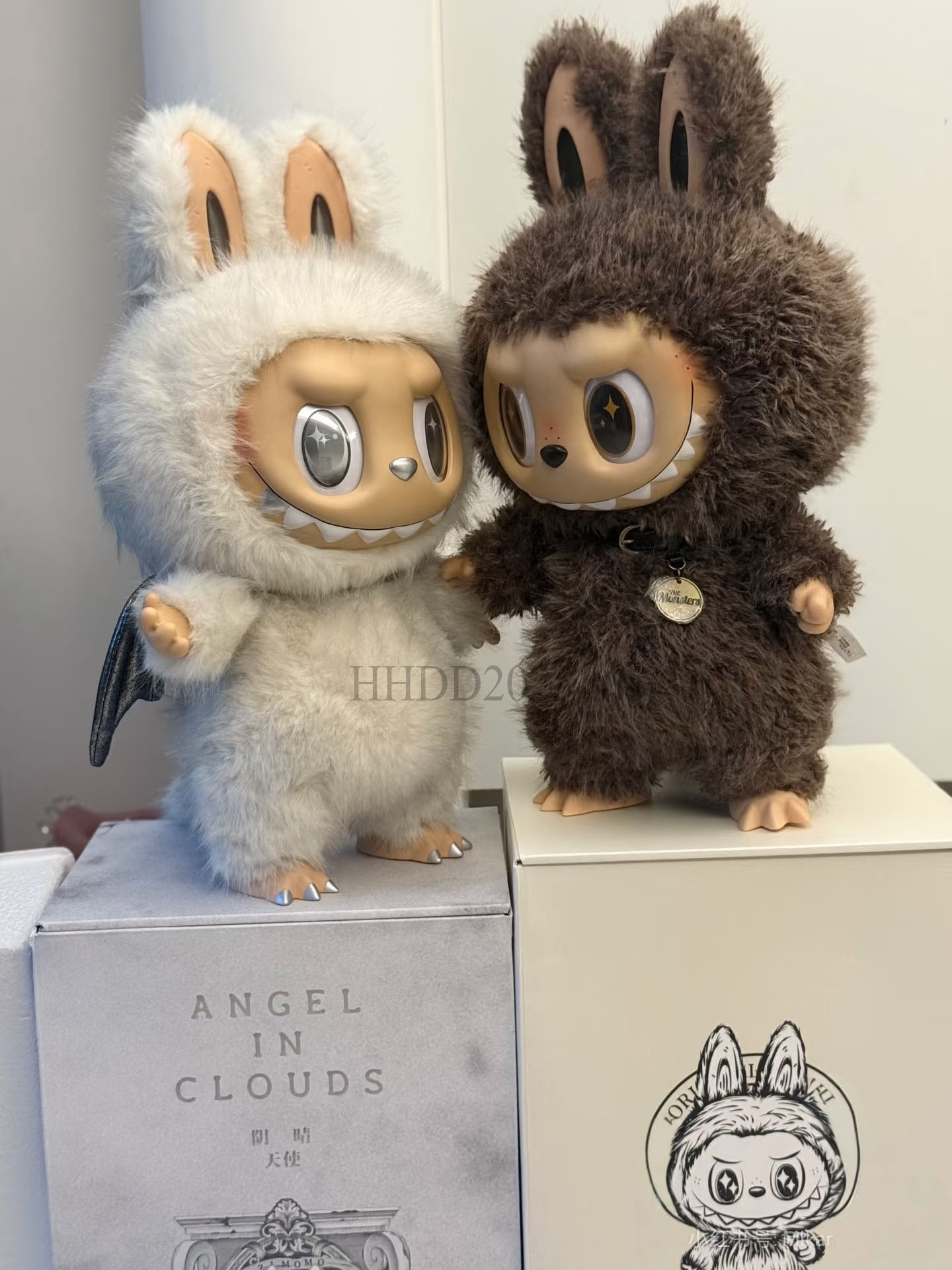 Presale 38Cm 58cm Labubu angel BigZimomo The Monster Leader White Limited Archangel Creative Change Doll Figure Vinyl Doll