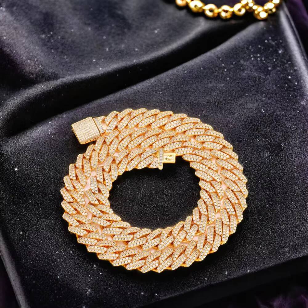 Pass Diamond Tester Cuban Link Chain Necklace 12mm Hiphop 925 Silver Moissanite Cuban Chain