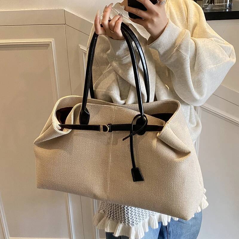 Leather Handbag With Simple Style Large Capacity Women s design Shoulder Bag With Zipper Women s Armpit Tote Bag Autumn New Designer Bag