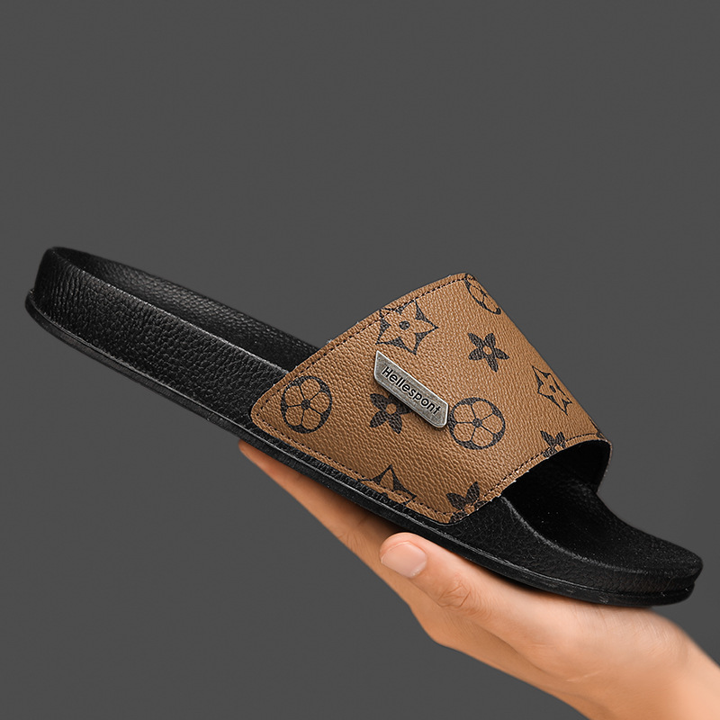 fashionable hot item mens casual versatile indoor outdoor slippers soft sole comfortable beach sandals large sizes 38-45 free shipping khaki brown bla