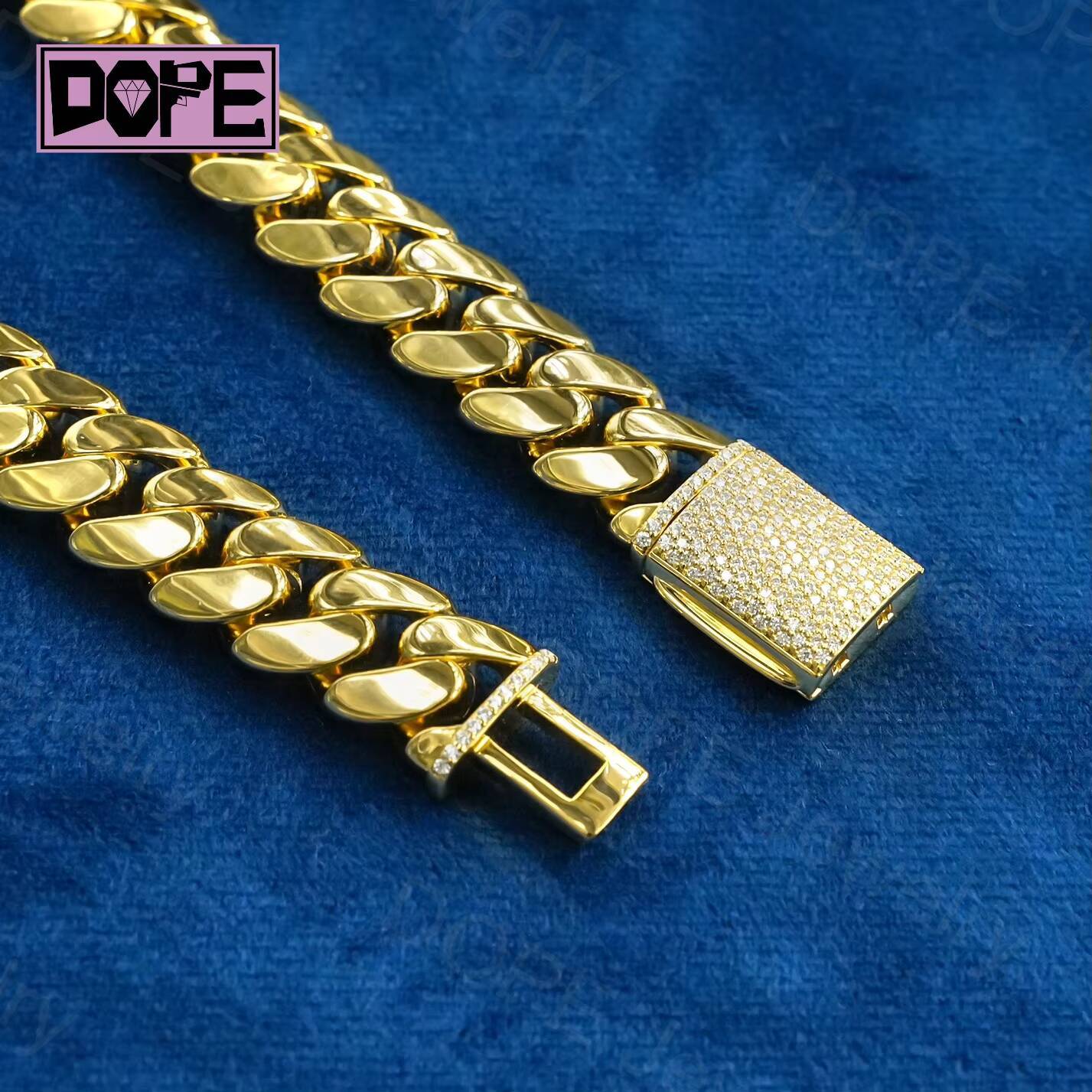 High Quality 16MM Cuban Chain Curb Men and Women Choker 925 Sterling Silver Gold Plated Miami Cuban Link Chain