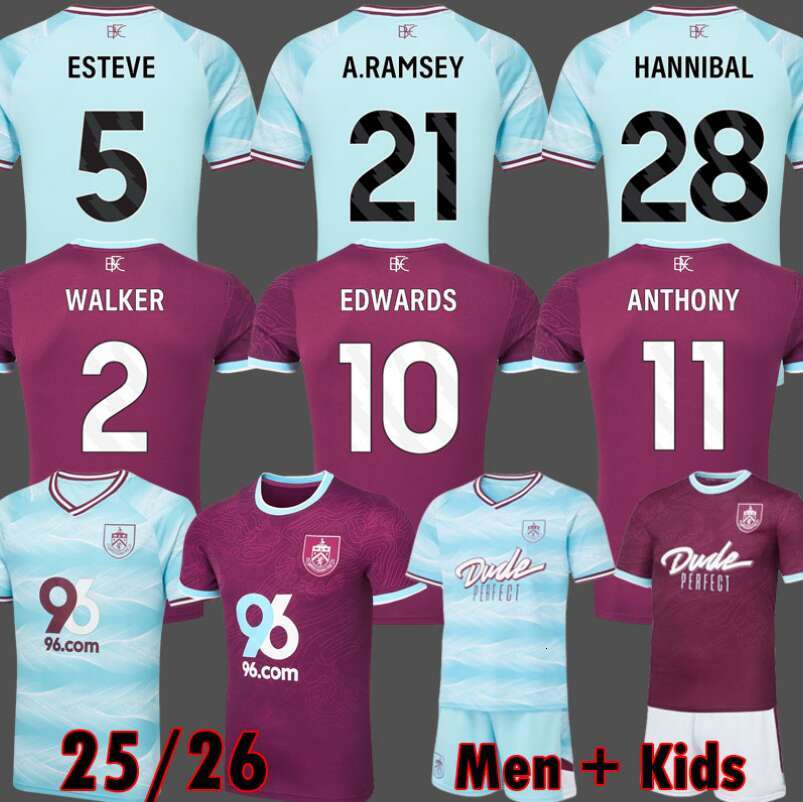 25 26 The Clarets 3rd soccer jerseys BROWNHILL FLEMMING ANTHONY BURN FC FOSTER EDWARDS SARMIENTO T HANNIBAL Mens Kids Kits sets socks football shirt 999