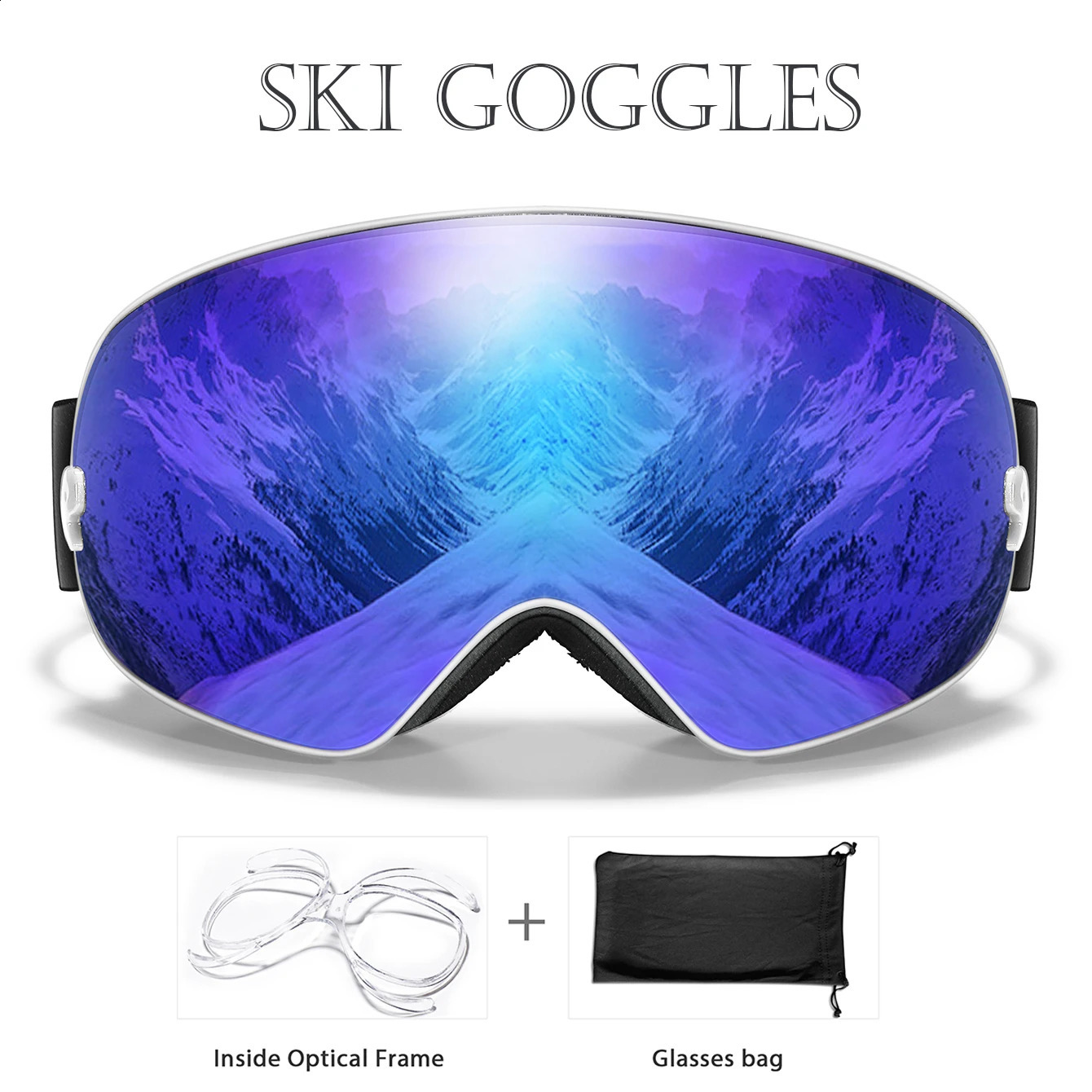Winter Outdoor SKI Goggles Men And Women Teen Free Optical Frame and Bag UV400 AntiFog Snowboard Eyewear Charistmas Gifts 250920
