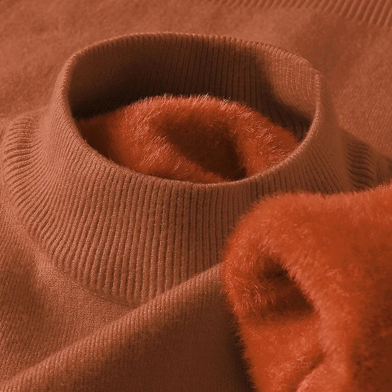 Half Turtleneck Knitwear Sweater AutumnWinter Mock Neck Sweatshirts Solid Color Pullovers Man Casual Mens Clothing 250920