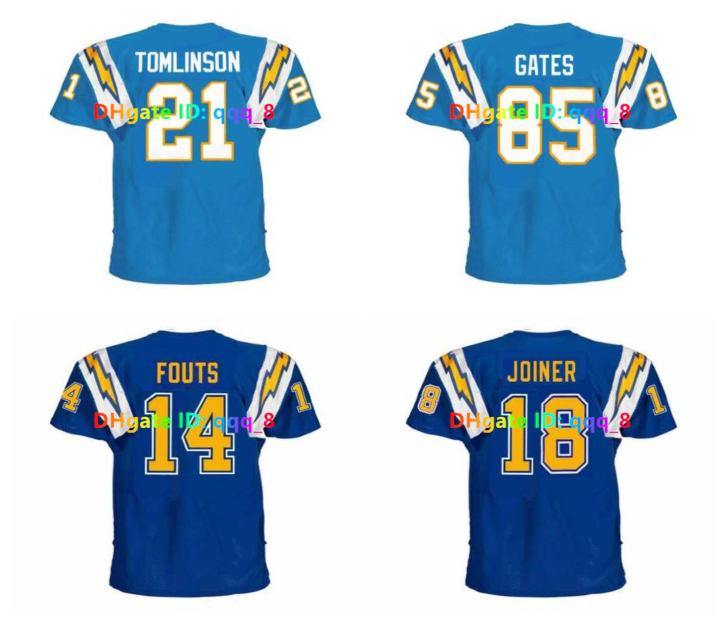 DAN FOUTS JUNIOR SEAU Charger Throwback Football Jersey LADAINIAN TOMLINSON ANTONIO GATES CHARLIE JOINER LANCE ALWORTH WES CHANDLER KELLEN WINSLOW Size S-4XL