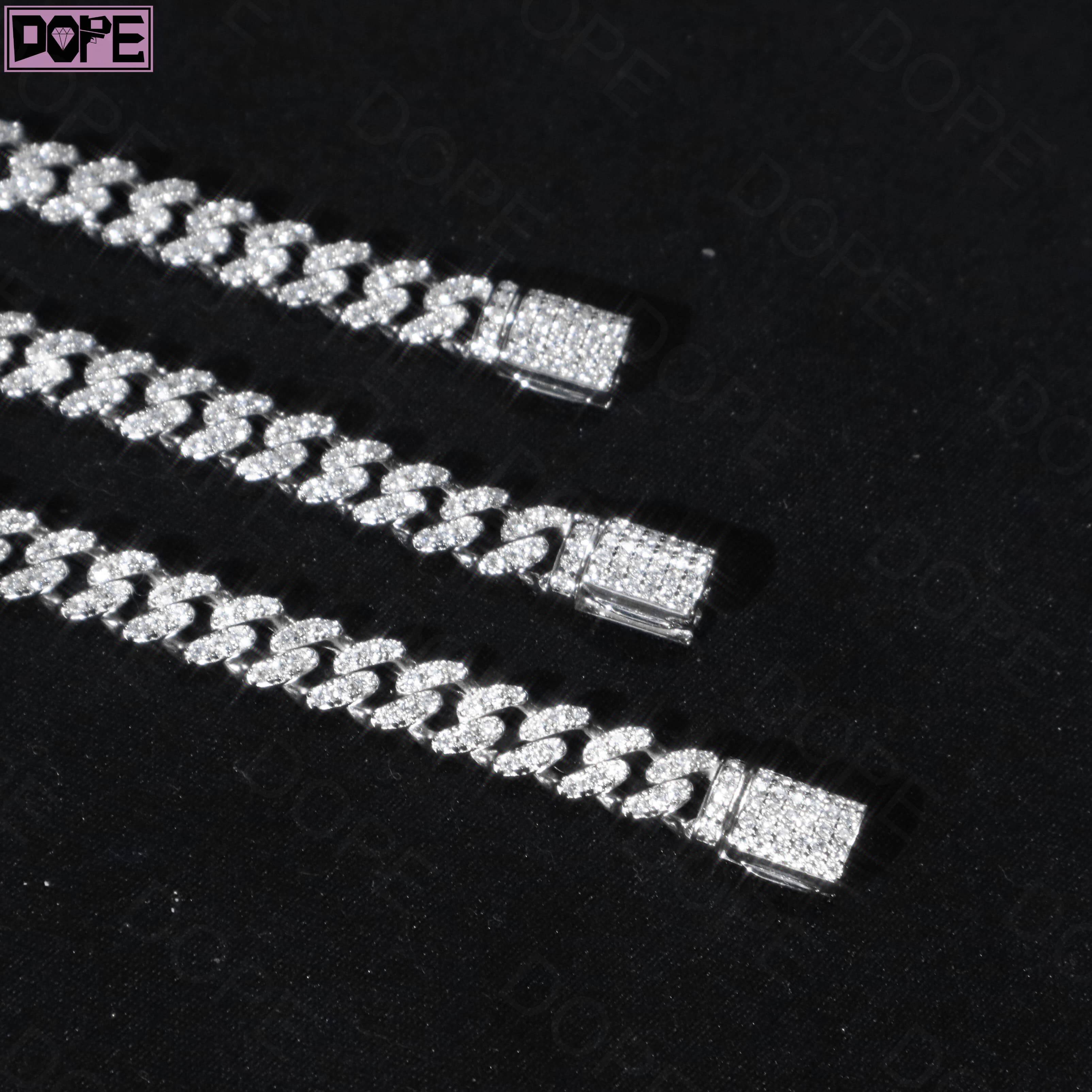 New Arrival 6mm Cuban Link Chain Hip Hop Iced Out Men SmTrendy Size 925 Silver VVS Miami Moissanite Cuban