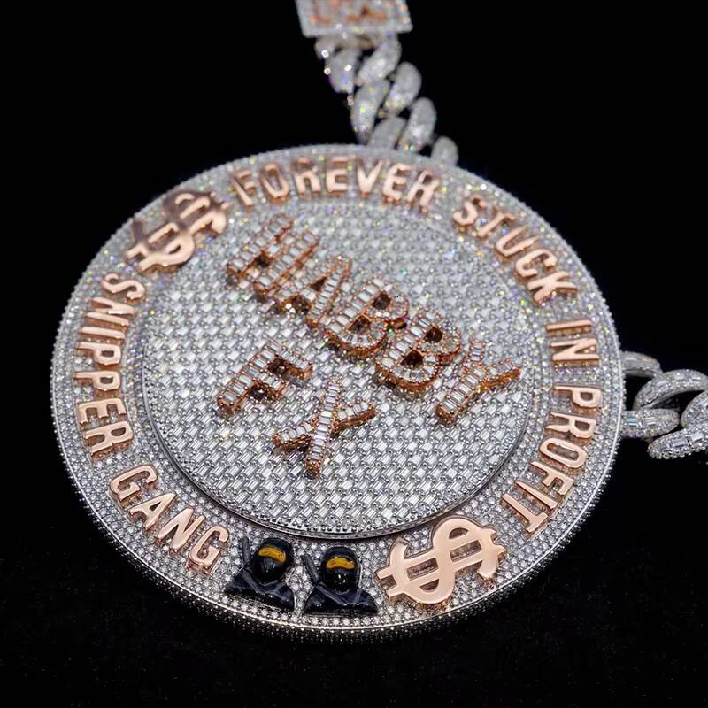 Customized Trend Mens Hip Hop Icy Moissanite Pendant with VVS Clarity Rapper Name Unique Letter Necklace Charm