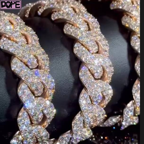 Fine Hip Hop Moissanite Cuban Chain 925 Sterling Silver Full Iced Out Customized Trend VVS Moissanite Cuban Link Chain