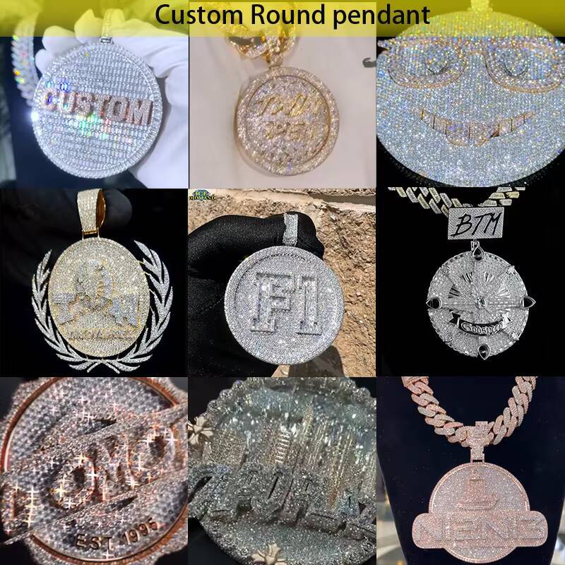 Iced Out Customized Trend Hip Hop Monogram Pendant 925 Silver 18K Initials VVS Moissanite Round Diamond High Jewelry