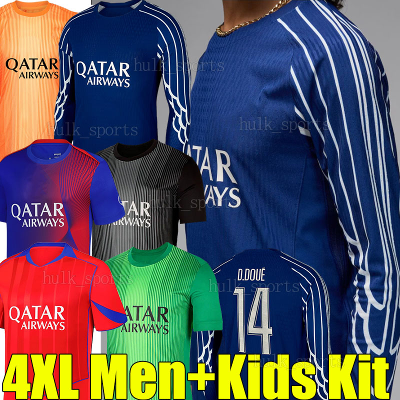 4XL 4th O.DEMBELE Wings Soccer Jerseys 24/25/26 D.DOUE BARCOLA KVARATSKHELIA JOAO NEVES VITINHA MARQUINHO HAKIMI G.RAMOS men kids kit socks sets football shirts
