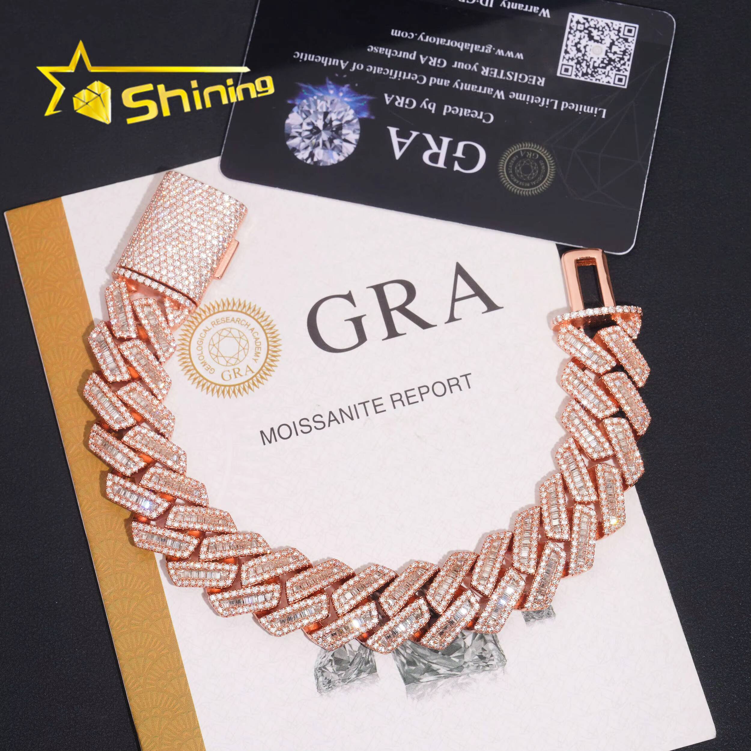 Pass Diamond Tester Hip Hop Jewelry 18mm Solid 925 Silver Box Clasp Iced Out Men Necklace VVS Moissanite Cuban Bracelet