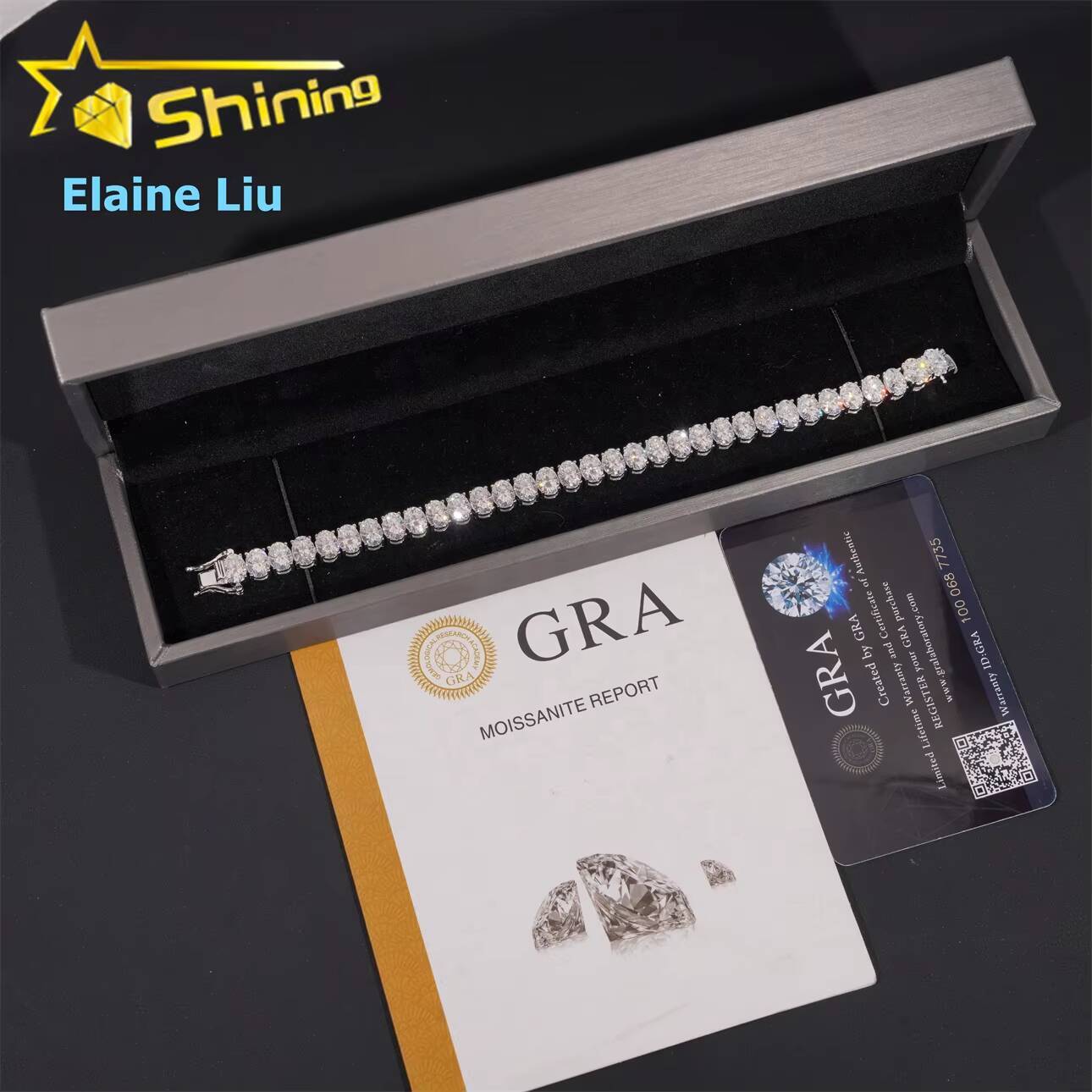 Silver 925 Pass Diamond Tester Hip Hop Lad Diamond Jewelry Bracelet VVS Moissanite Custom Tennis Chain Bracelet