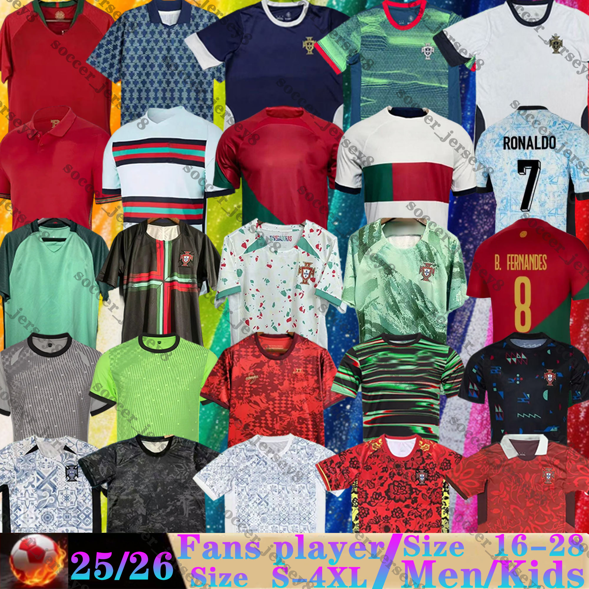2024 2025 Portugal soccer jerseys Retro 98 00 02 PEPE JOAO FELIX Portuguesa football shirt B.FERNANDES BERNARDO R.SANCHES DIOGO J RONALDO 16 18 20 portugals long sleeve