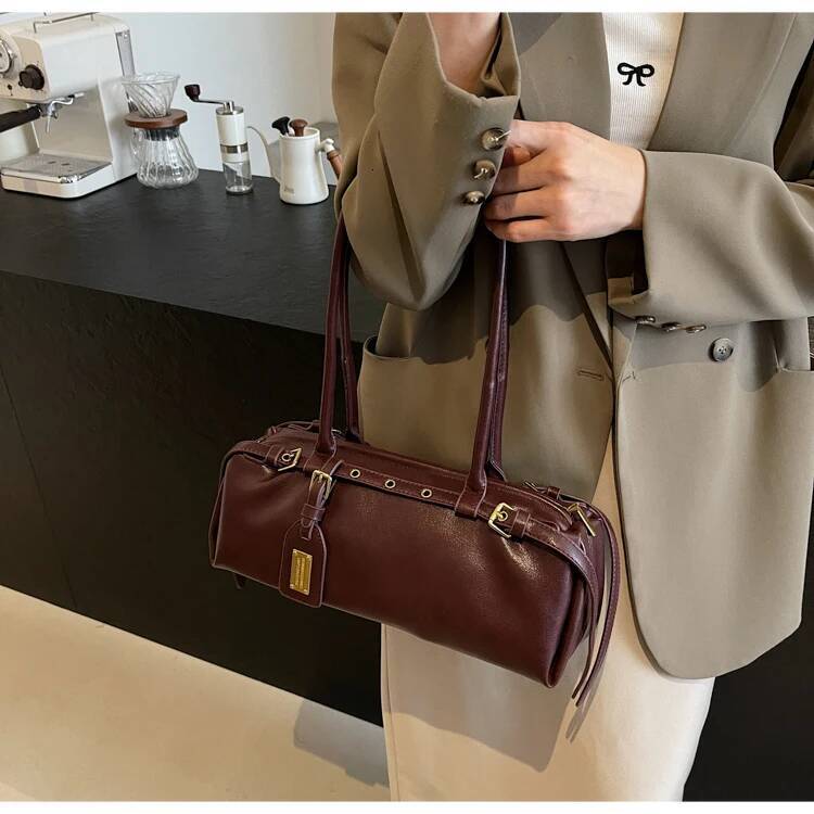 French Retro Style Women s Shoulder Bag Pu Pillow Bag Solid Color Soft Leather Women s Commuting Bag design Armpit Bag Women s Handbag Autumn New Desi
