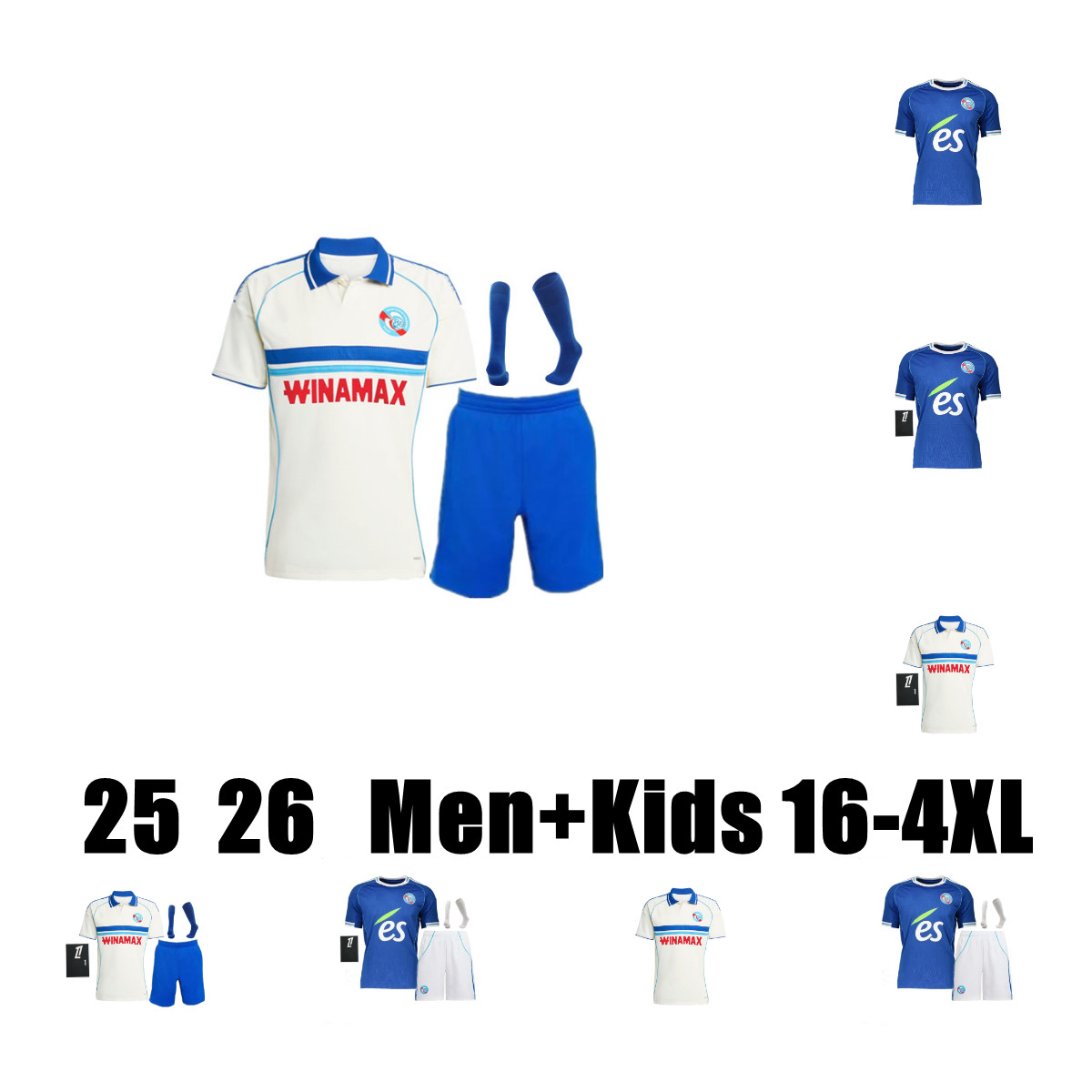 25 26 RC Strasbourg NANASI soccer jerseys EMEGHA BAKWA DIARRA maillot de foot 2025 2026 Diallo SANTOS DOUKOURE MOREIRA SARR AHOLOU DOUE Men kids football shirt 16-S-4XL