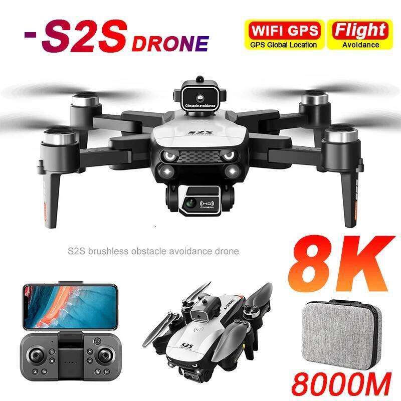 S2s Mini Drone 4K 8K HD Camera Obstacle Avoidance Aerial Photography Brushless Motor Foldable Rc Quadcopter Kid Toy