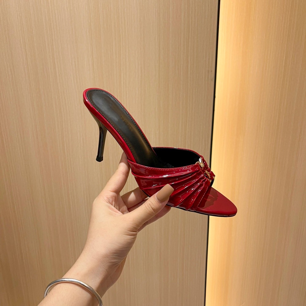 free shipping designer Metal-patterned fish-mouth thin-heeled high-heeled sandals with elegant style