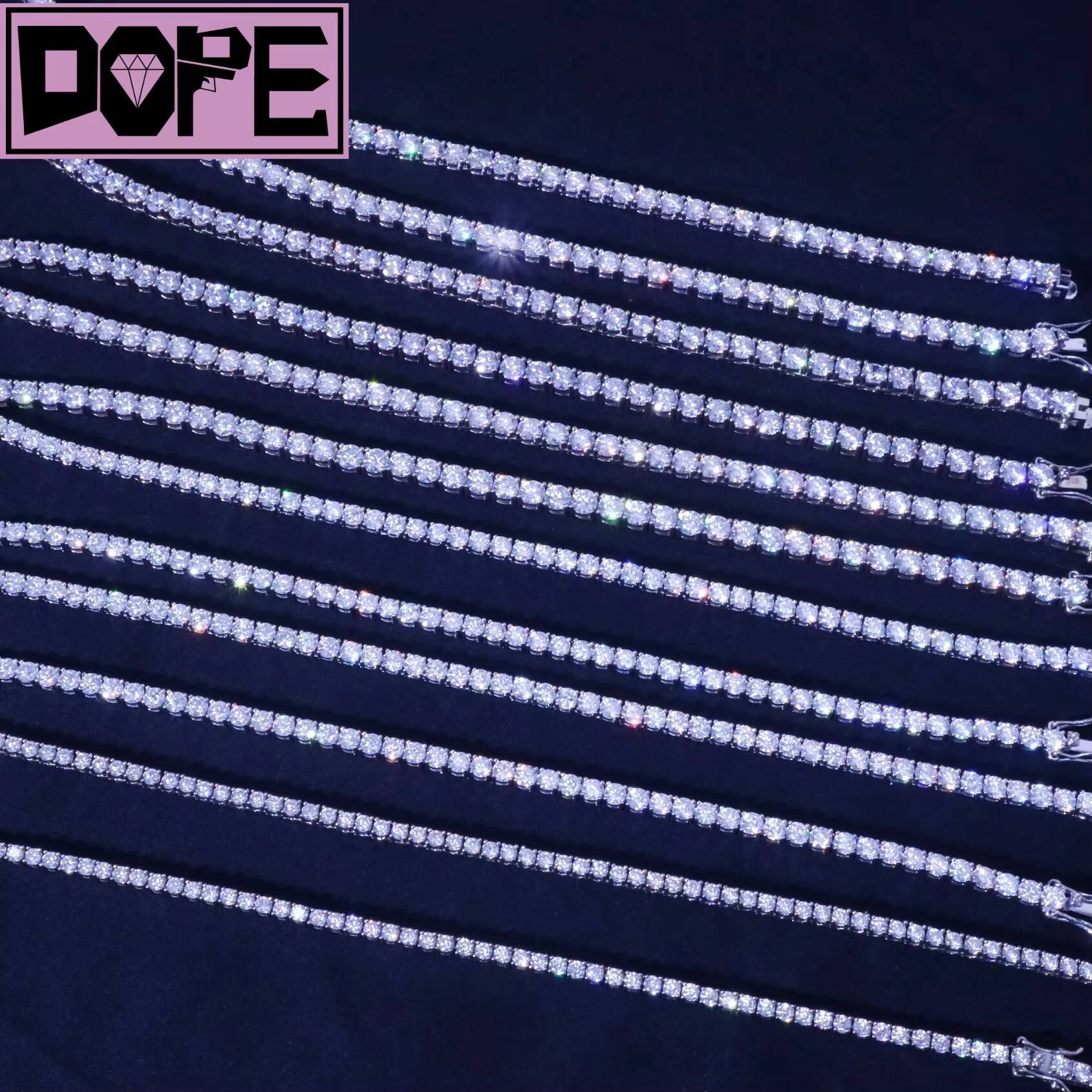 SizeMoissanite Tennis Necklace 925 Sterling Silver 4mm 5mm 6mm Iced Out Moissanite Tennis Chain