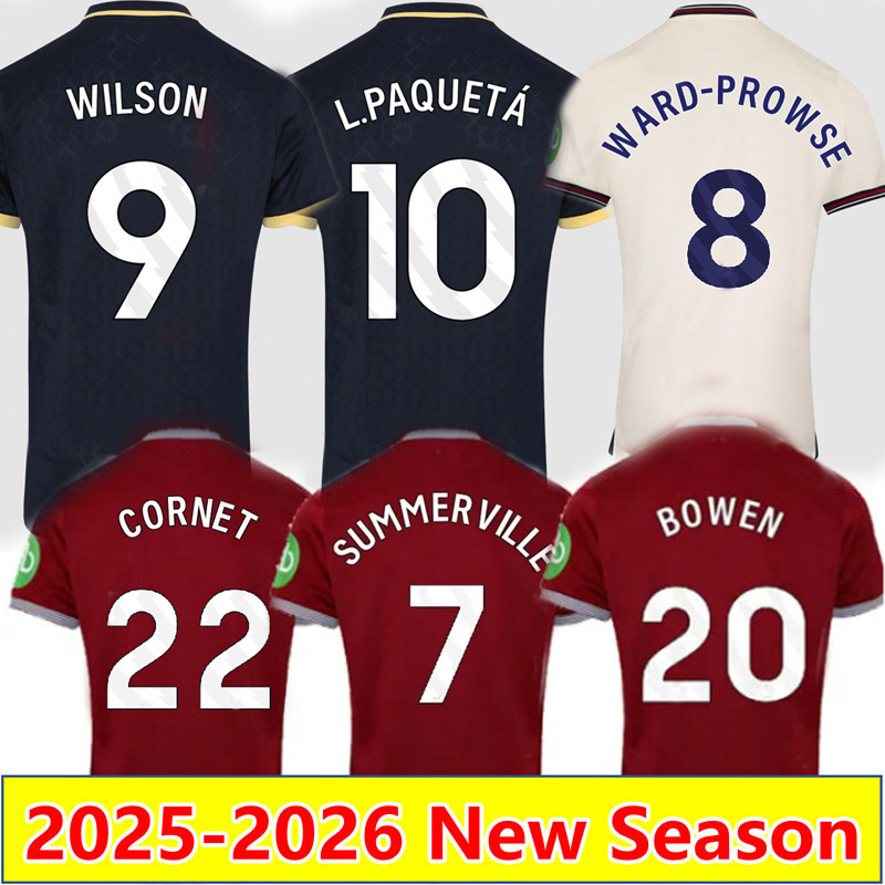 25 26 BOWEN WILSON Soccer Jerseys 2025 2026 home away 3rd WeST Han united L.PAQUETA Football Shirt Summerville ALVAREZ Fullkrug Men Kids Uniform size S-4XL