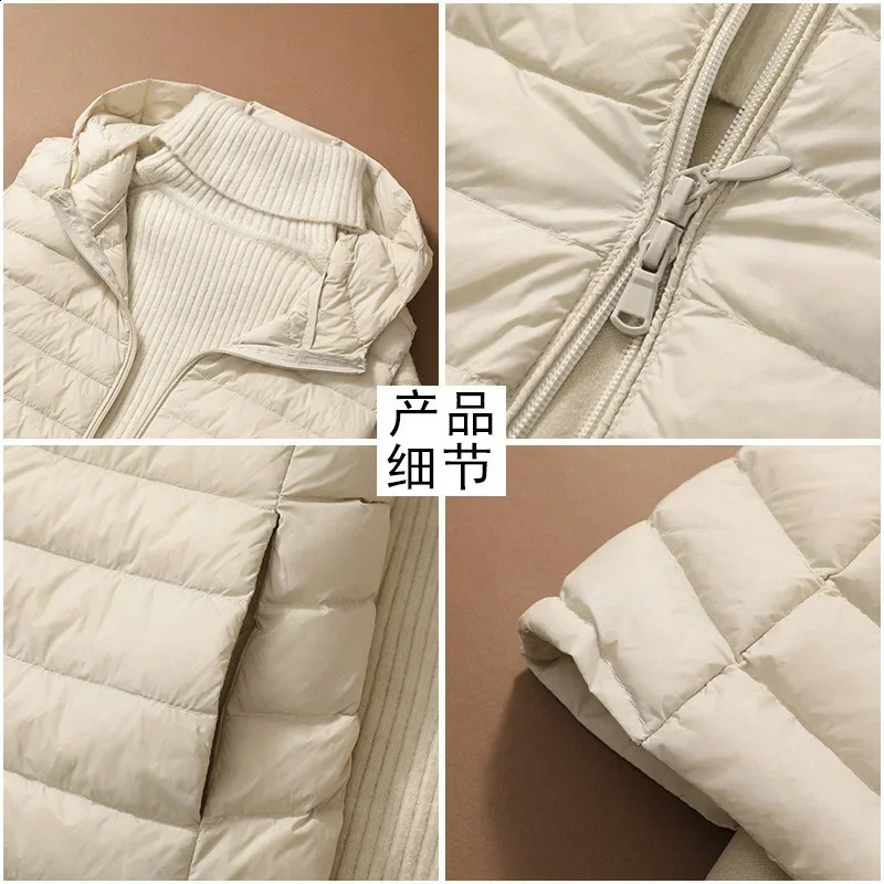 Hooded Lightweight Down Vest Womens MidLength Slim Fit Plus Size Sports Down Jackets for Women 2025 250917
