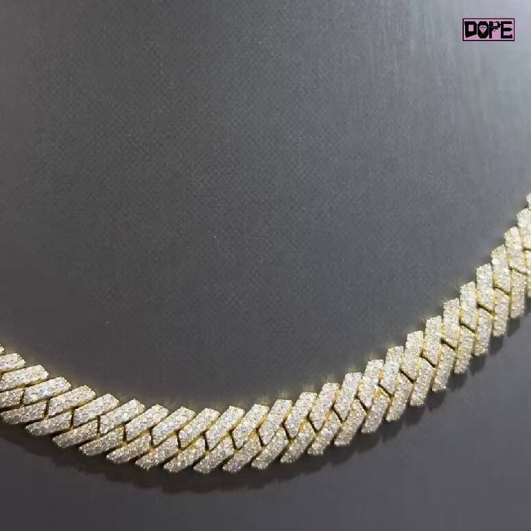 Cuban Link Chain Luxury VVS 10mm Iced Out Gold Plated 925 Silver Necklace Hiphop Moissanite Cuban Chain