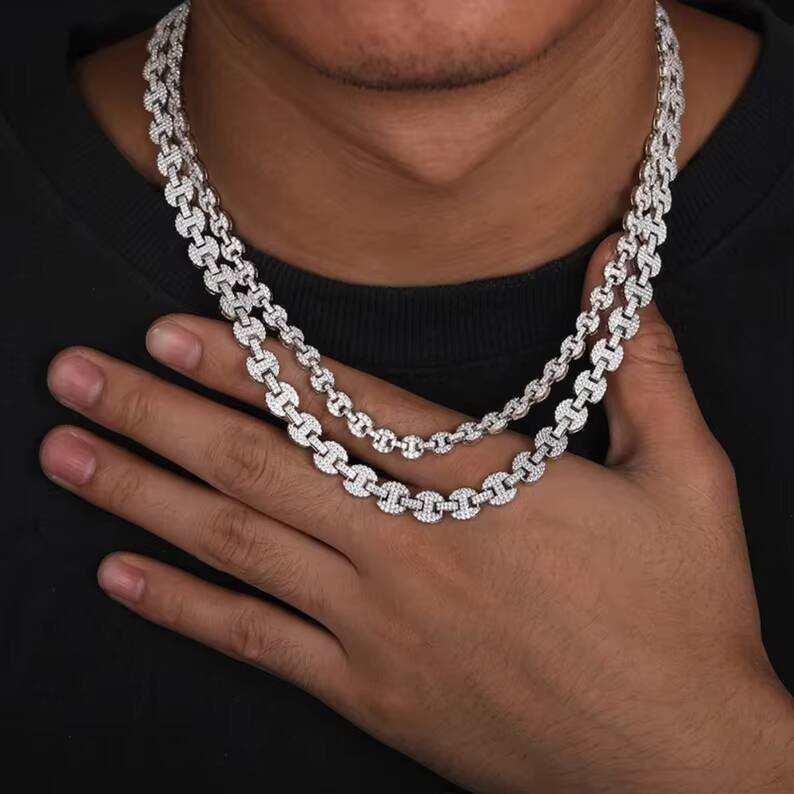 Pass Diamond Tester Cuban Link Chain 6MM Hiphop Jewelry 925 Silver Pig Nose VVS Iced Out Moissanite Cuban Chain