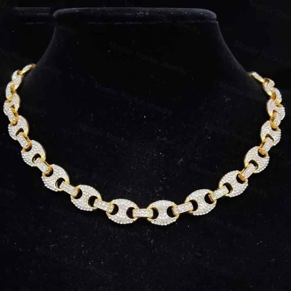 Cuban Necklace Pig Nose 925 Silver Pass Diamond Tester Iced Out Vvs Diamond Moissanite Cuban Link Chain