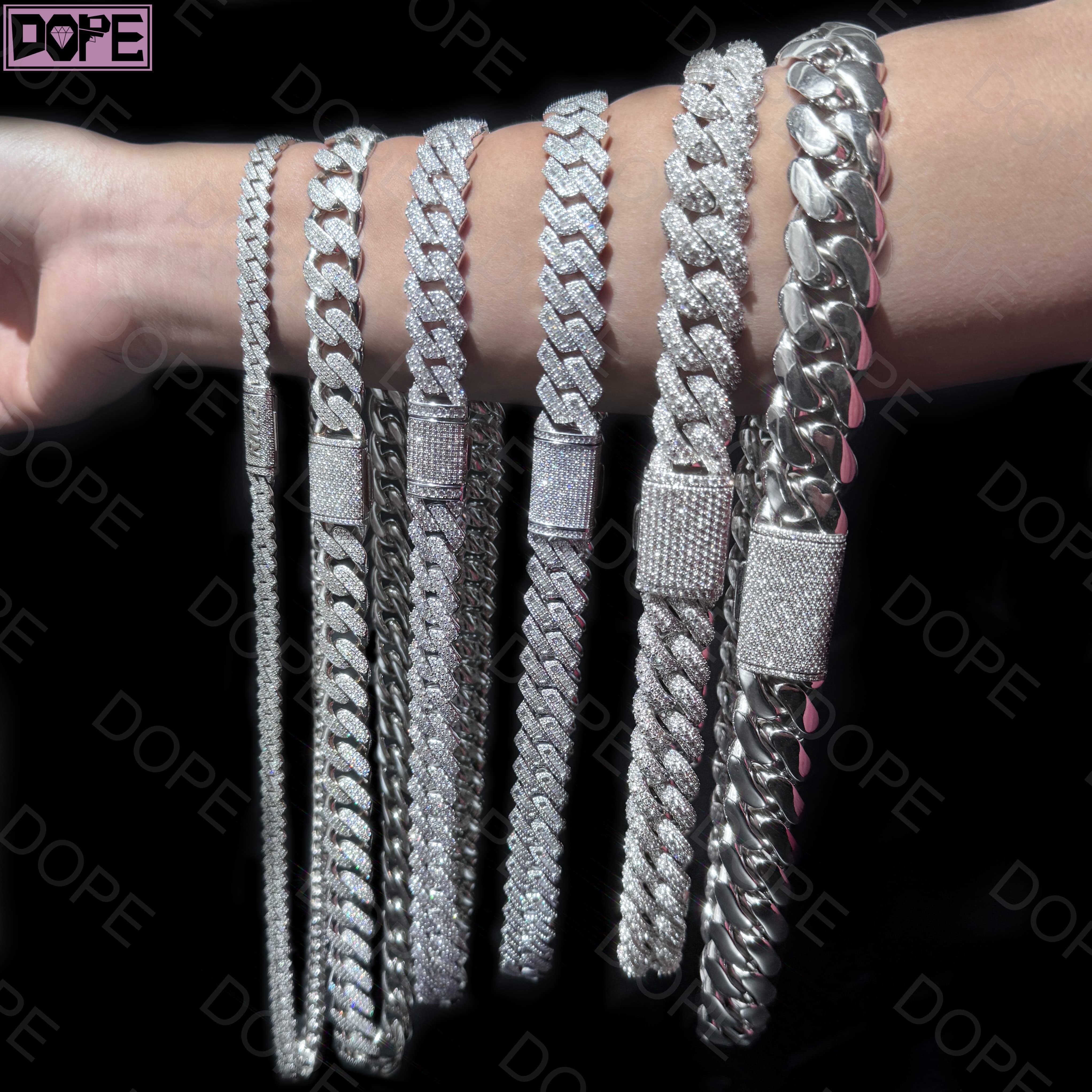 Hot Selling 616mm Cuban Link Chain Hip Hop Iced Out Men 925 Silver VVS Miami Moissanite Cuban Chain