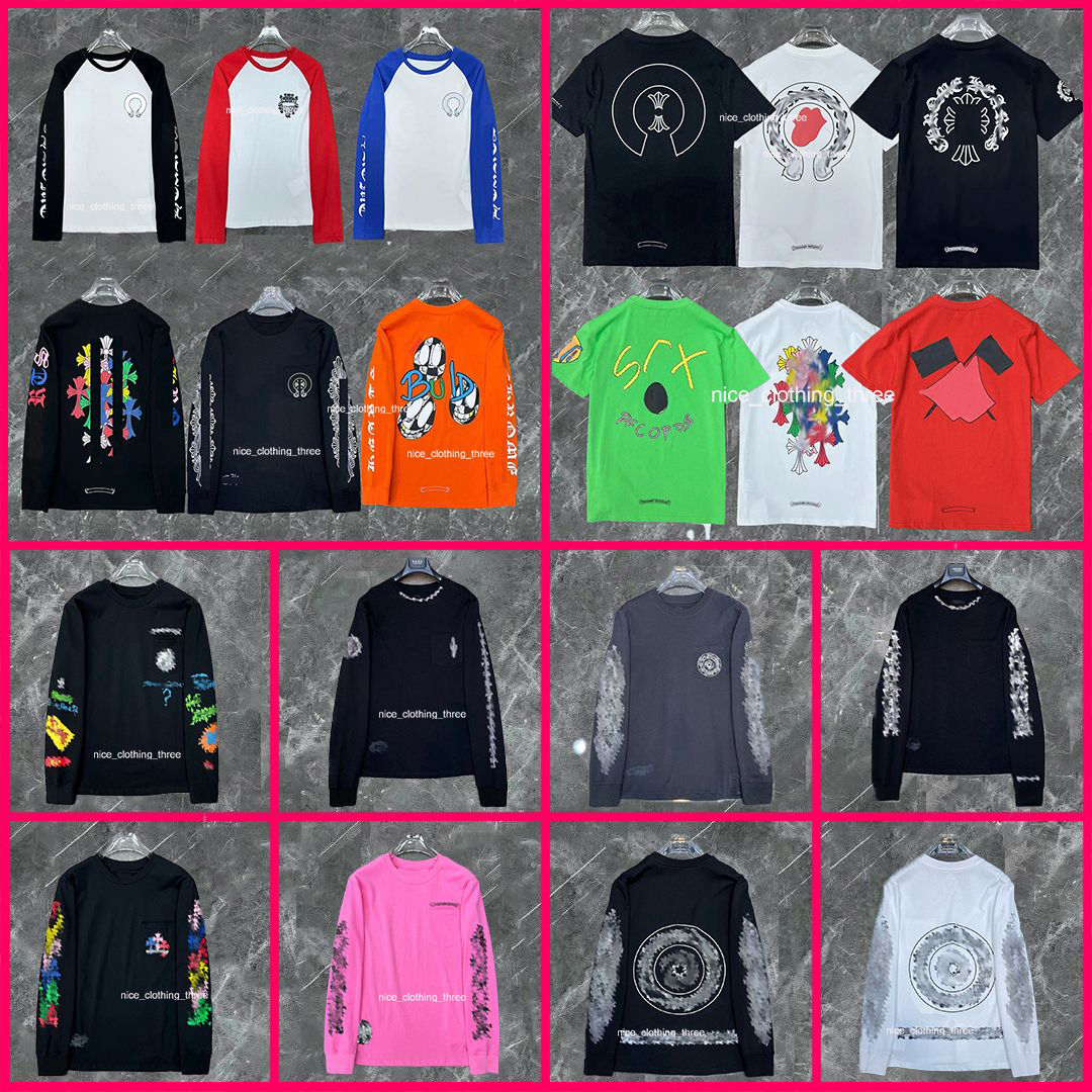 shirt designer tshirt men women shirts chrome hoodie long sleeve tees clothes mens tshirts man tops cotton letter printed street sweatshirt t shirt size s/xl