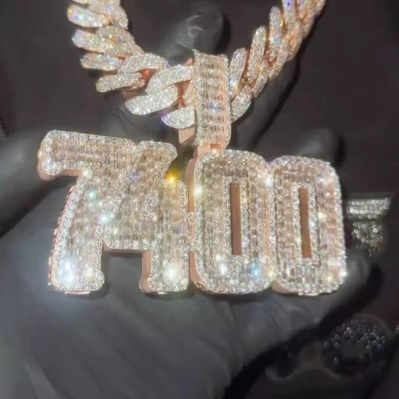 Customized Trend Moissanite Digital Pendant Vvs Chilled Moissanite Jewelry Pass Diamond Tester Hip Hop Moissanite Pendant