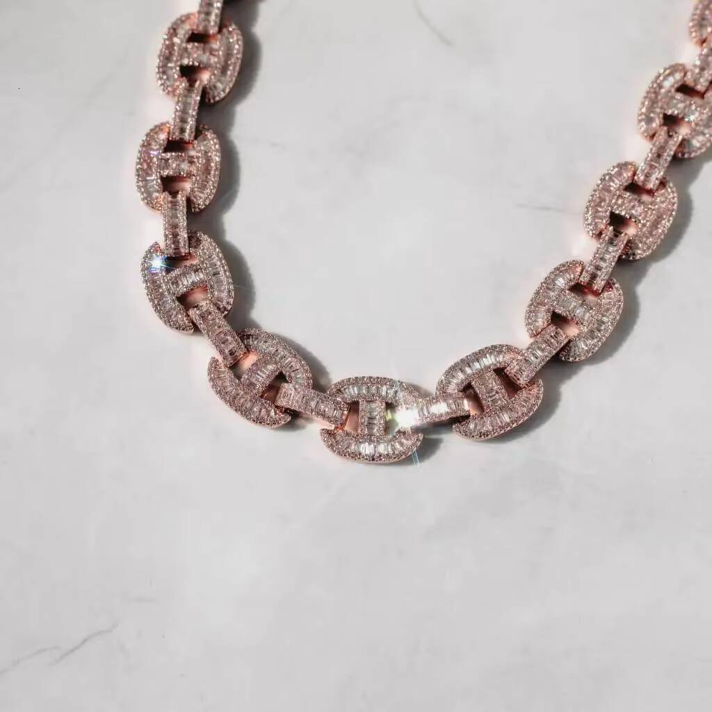 KIBO Gems Iced Out 15MM High Quality Sterling Silver Dancing Cuban Link Necklace Moissanite Cuban Link Chain