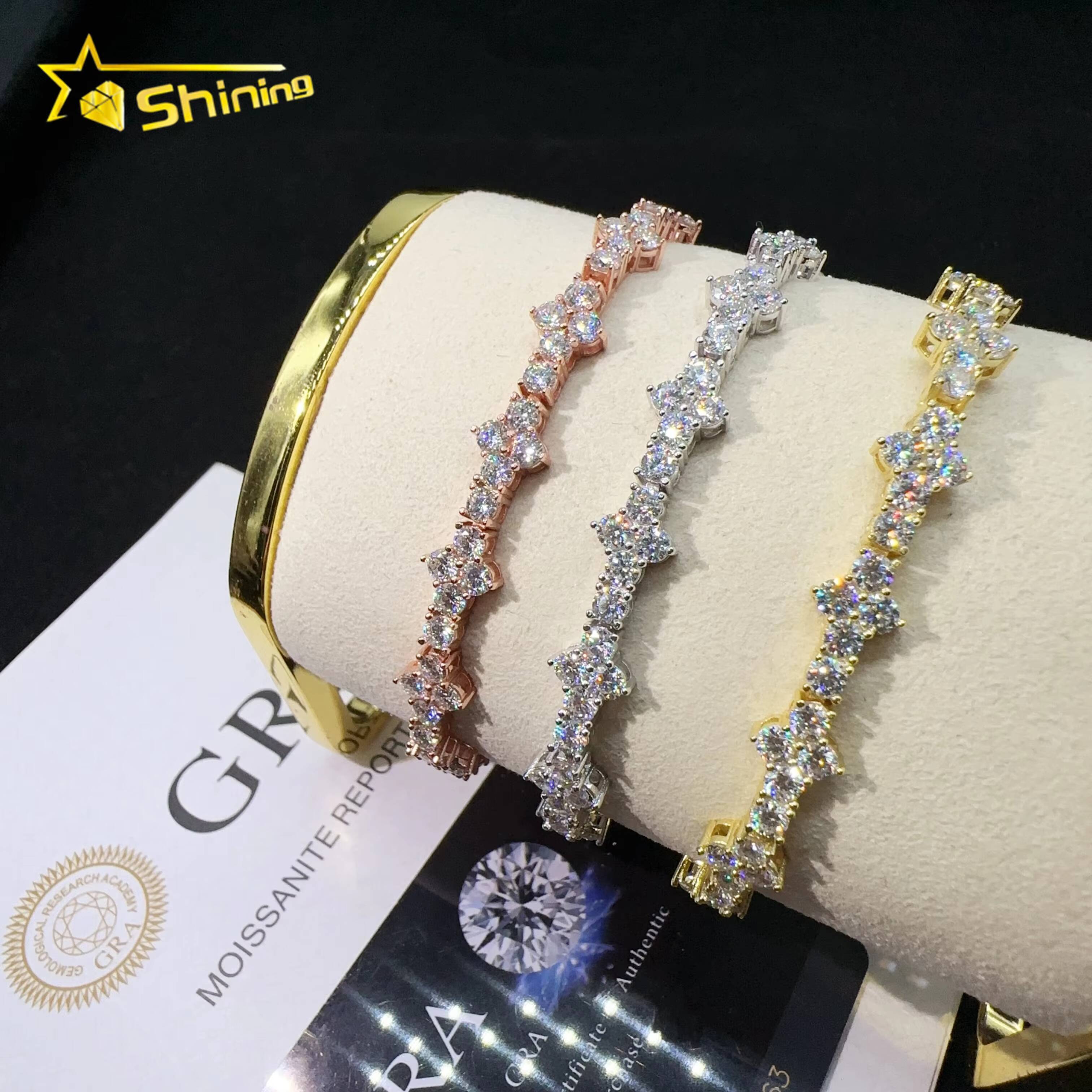 RTS 3mm Cross Bracelet Silver 925 Vvs Moissanite Hip Hop Iced Out Lab Diamond Fine Jewelry Tennis Chain Bracelet