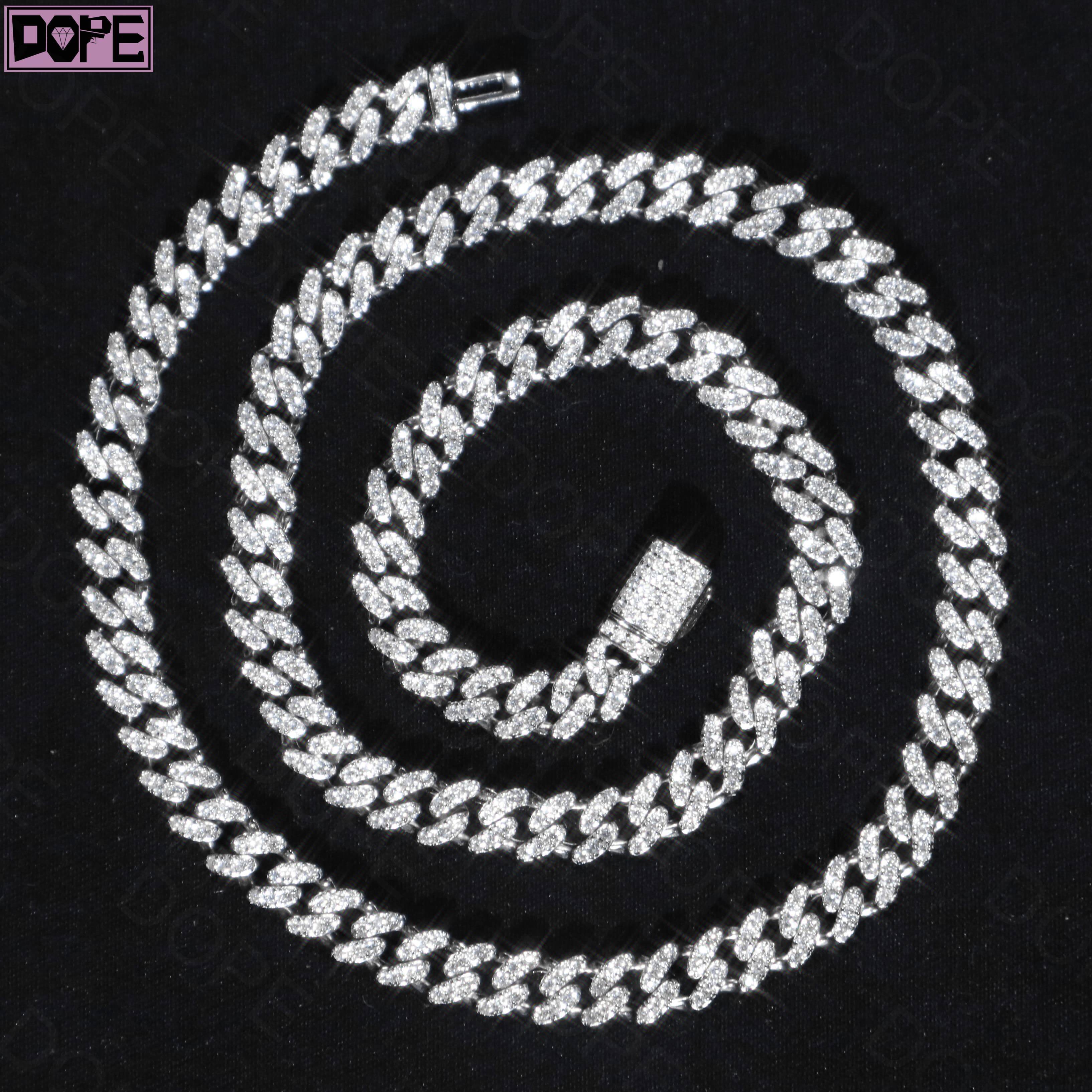 New Arrival 6mm Cuban Link Chain Hip Hop Iced Out Men SmTrendy Size 925 Silver VVS Miami Moissanite Cuban