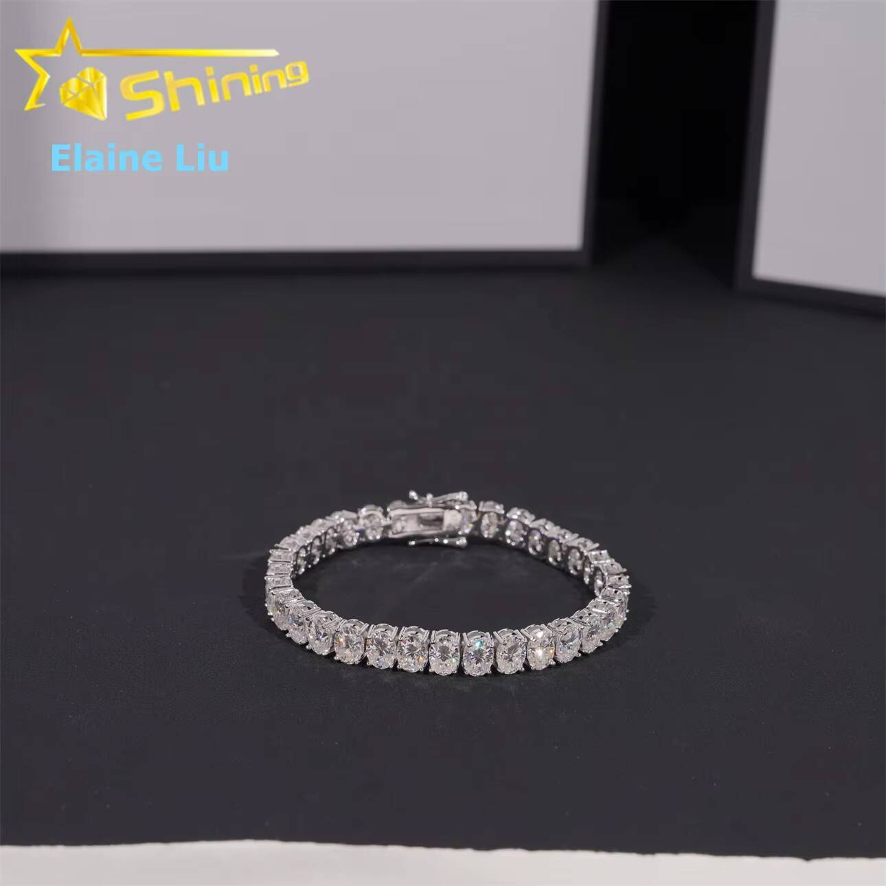 Silver 925 Pass Diamond Tester Hip Hop Lad Diamond Jewelry Bracelet VVS Moissanite Custom Tennis Chain Bracelet