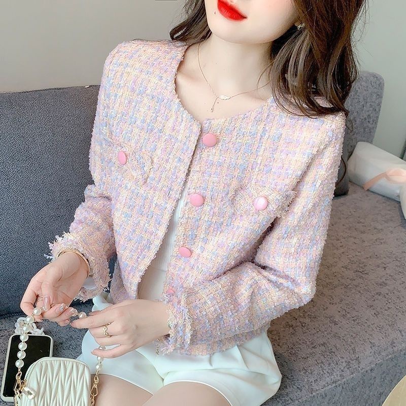 Luxury Brand Designer Clothing Jacket Short Korean Style Women's Top Spring Autumn New Long Sleeve Socialite French Slim Coat