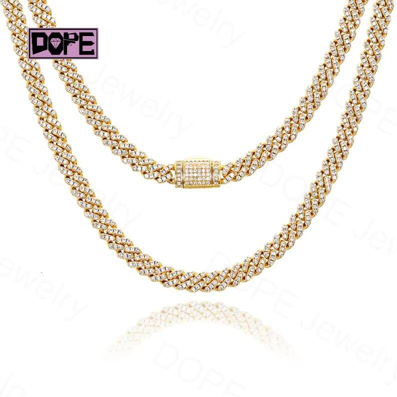 6MM Moissanite Chain Iced Out Hiphop 925 Silver Jewelry Bling Necklace Men VVS Moissanite Cuban Link Chain