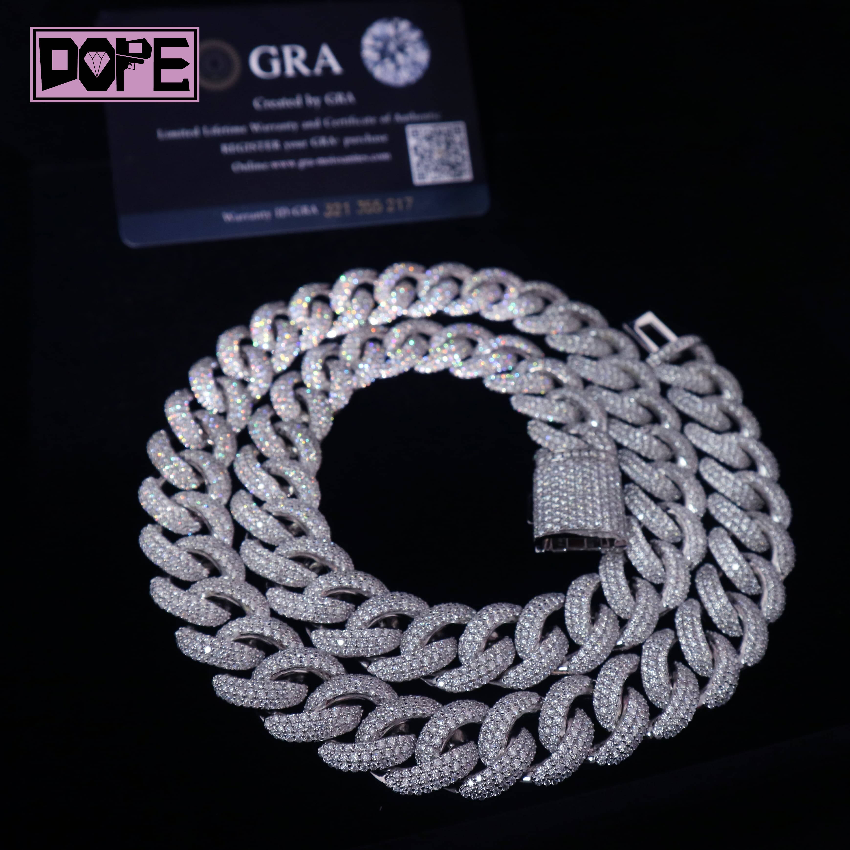 Hip Hop Jewelry 18mm Cuban Link Necklace Borderless Bubble 925 Silver Iced Out Moissanite Cuban Chain for Men