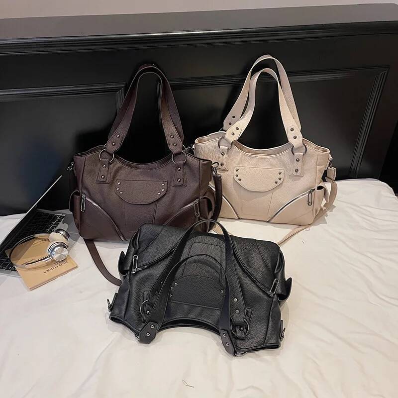 Star Rivet Decoration Women design s Shoulder Bag Motorcycle Retro Style Spicy Girl Women s Handbag Fashionable Women s Crossbody Bag Autumn New Desig