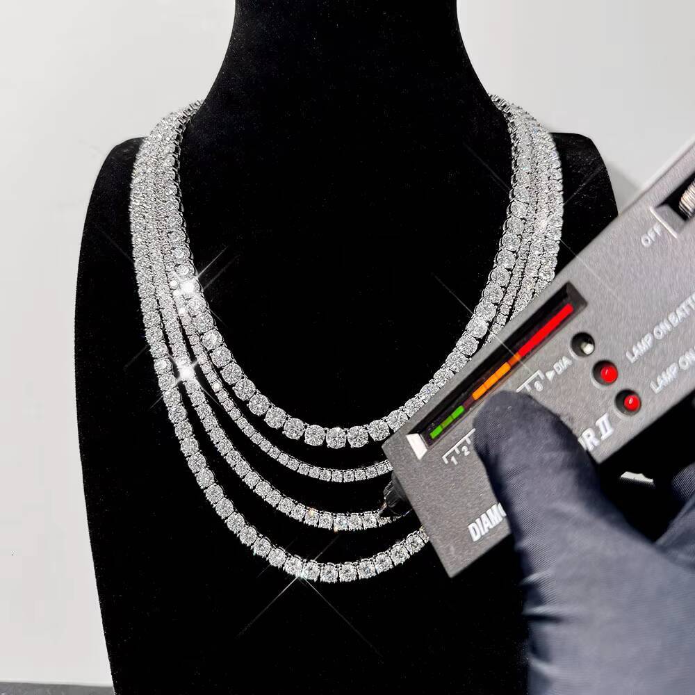 2mm 3mm Tennis Chain Necklace 925 Sterling Silver Hip Hop VVS Iced Out Jewelry Moissanite Tennis Chain