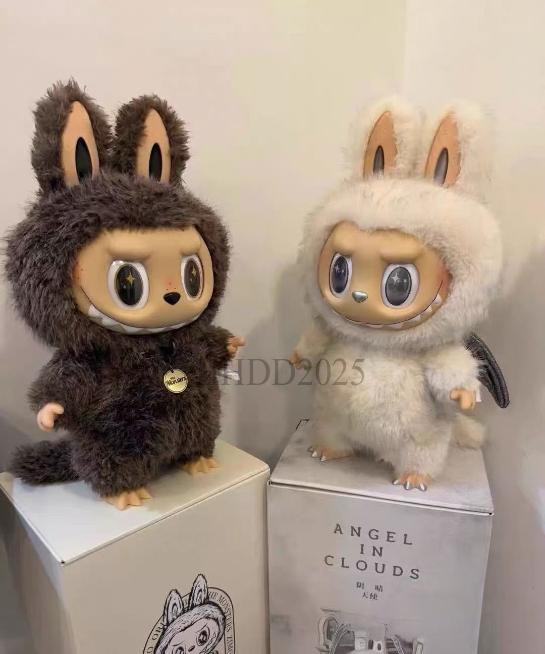 Presale 38Cm 58cm Labubu angel BigZimomo The Monster Leader White Limited Archangel Creative Change Doll Figure Vinyl Doll